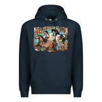 Navy 3 western horses running free Premium Hoodie - LillyAllenDesigns