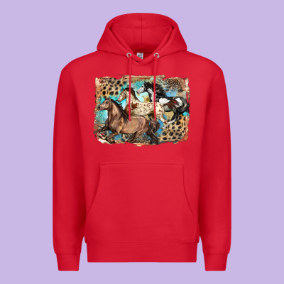 3 Western Horses Running Free Premium Hoodie Designed By Lillyallendesigns
