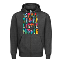 Charcoal Heather stay trippy little hippie Zipper Hoodie - Zillion Design Studio