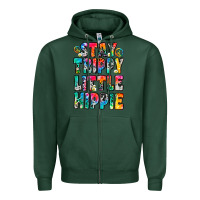 Sports Green stay trippy little hippie Zipper Hoodie - Zillion Design Studio