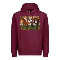 Burgundy 2 horses at the ranch Premium Hoodie - LillyAllenDesigns