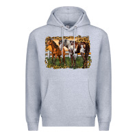 Heather Grey 2 horses at the ranch Premium Hoodie - LillyAllenDesigns