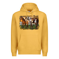 Mustard 2 horses at the ranch Premium Hoodie - LillyAllenDesigns