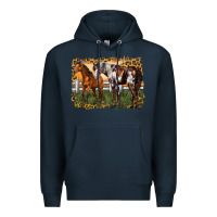 Navy 2 horses at the ranch Premium Hoodie - LillyAllenDesigns