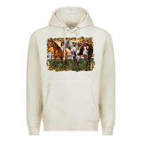 Oatmeal Heather 2 horses at the ranch Premium Hoodie - LillyAllenDesigns