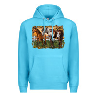 Ocean Blue 2 horses at the ranch Premium Hoodie - LillyAllenDesigns