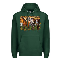 Sports Green 2 horses at the ranch Premium Hoodie - LillyAllenDesigns