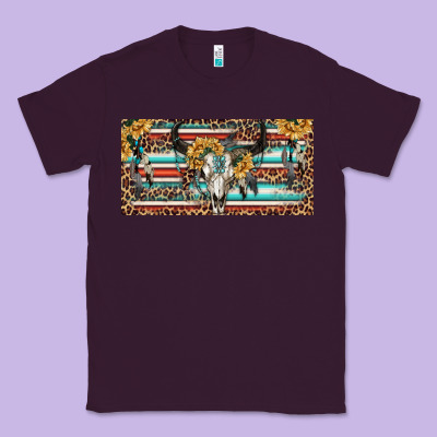 Boho Bull Skull And Serape Classic Tee Designed By Ranaportraitstore