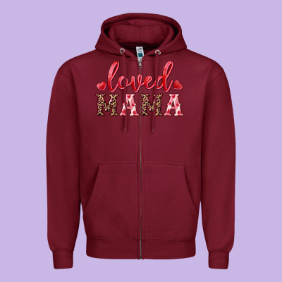 Loved Mama Zipper Hoodie Designed By Ranaportraitstore