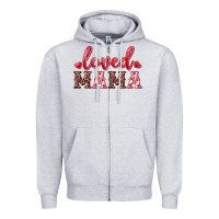 Heather Grey loved mama Zipper Hoodie - RanaPortraitStore