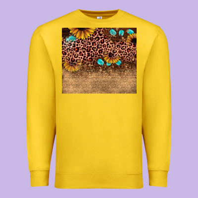 Leopard Glitter Sunflower Gemstone Premium Sweatshirt Designed By Jahusdesignshop