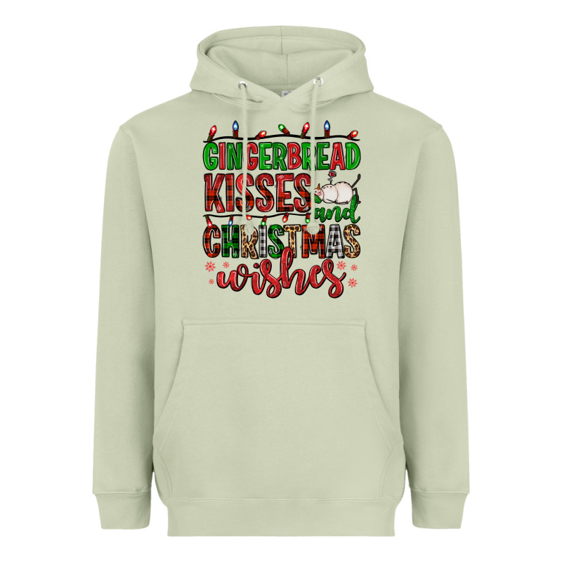 Gingerbread Kisses And Christmas Wishes Heavyweight Hoodie by FaDigitalArtStudio | Teevron