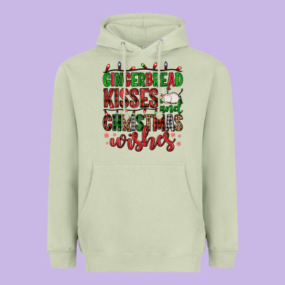Gingerbread Kisses And Christmas Wishes Heavyweight Hoodie Designed By Fadigitalartstudio