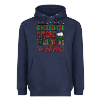 Navy gingerbread kisses and christmas wishes Heavyweight Hoodie - FaDigitalArtStudio