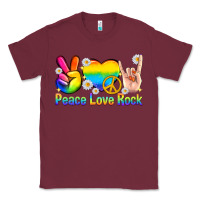 Burgundy peace love rock pride Classic Tee - texasbilliewilder