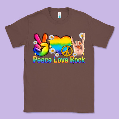Classic Tee peace love rock pride