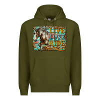 Army Green live love ride horse Premium Hoodie - LillyAllenDesigns