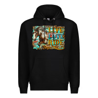 Black live love ride horse Premium Hoodie - LillyAllenDesigns