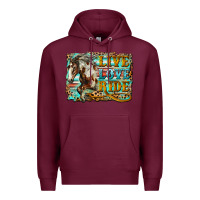 Burgundy live love ride horse Premium Hoodie - LillyAllenDesigns