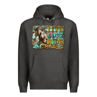 Charcoal Heather live love ride horse Premium Hoodie - LillyAllenDesigns