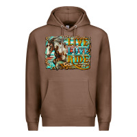 Chestnut live love ride horse Premium Hoodie - LillyAllenDesigns