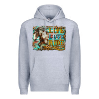 Heather Grey live love ride horse Premium Hoodie - LillyAllenDesigns