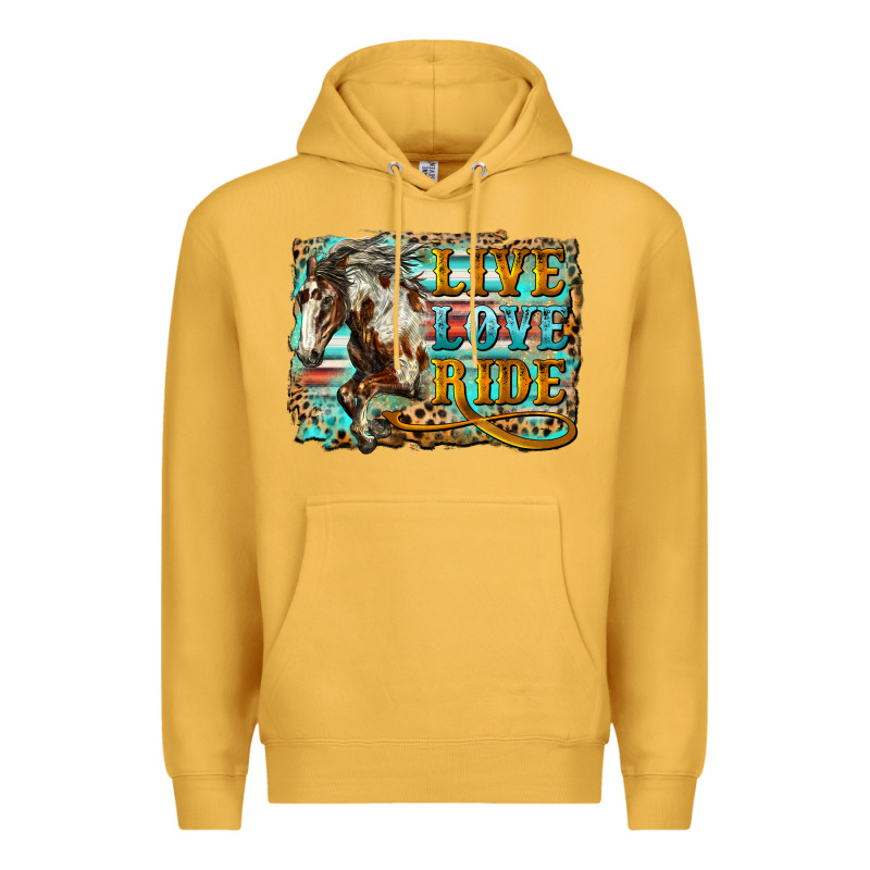 Live Love Ride Horse Premium Hoodie by LillyAllenDesigns | Teevron