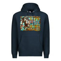 Navy live love ride horse Premium Hoodie - LillyAllenDesigns