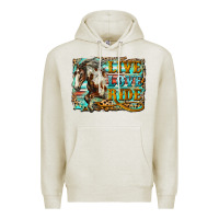 Oatmeal Heather live love ride horse Premium Hoodie - LillyAllenDesigns