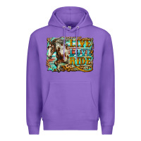 Purple live love ride horse Premium Hoodie - LillyAllenDesigns