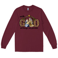 Burgundy With God All Things Are Possible Long Sleeve Tee - RanaPortraitStore