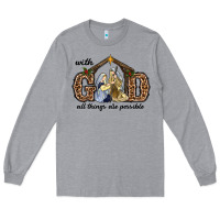 Heather Grey With God All Things Are Possible Long Sleeve Tee - RanaPortraitStore