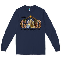 Navy With God All Things Are Possible Long Sleeve Tee - RanaPortraitStore