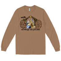 Toasted Coconut With God All Things Are Possible Long Sleeve Tee - RanaPortraitStore