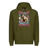 Army Green just a girl who loves horses mustang Premium Hoodie - LillyAllenDesigns