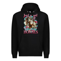 Black just a girl who loves horses mustang Premium Hoodie - LillyAllenDesigns