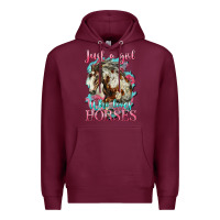 Burgundy just a girl who loves horses mustang Premium Hoodie - LillyAllenDesigns