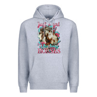 Heather Grey just a girl who loves horses mustang Premium Hoodie - LillyAllenDesigns