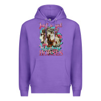 Purple just a girl who loves horses mustang Premium Hoodie - LillyAllenDesigns