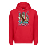 Red just a girl who loves horses mustang Premium Hoodie - LillyAllenDesigns