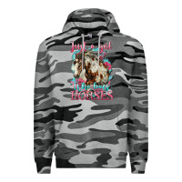 Slate Camo just a girl who loves horses mustang Premium Hoodie - LillyAllenDesigns