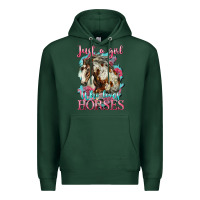 Sports Green just a girl who loves horses mustang Premium Hoodie - LillyAllenDesigns