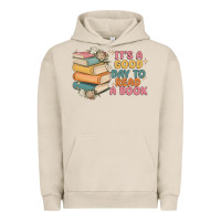 Pigment French Oak it's a good day to read a book Urban Hoodie - MaliasSmallBusiness