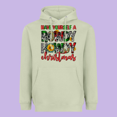 Have Yourself A Rowdy Howdy Christmas Heavyweight Hoodie Designed By Fadigitalartstudio