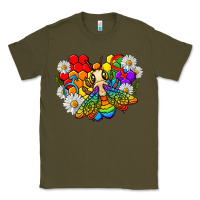 Army Green pride bee with daisy lgbtq Classic Tee - texasbilliewilder