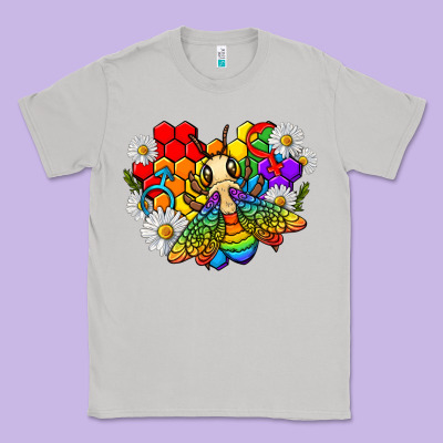 Classic Tee pride bee with daisy lgbtq