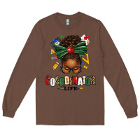 Chestnut educational coordinator life afro messy bun Long Sleeve Tee - texasbilliewilder