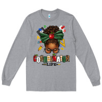Heather Grey educational coordinator life afro messy bun Long Sleeve Tee - texasbilliewilder