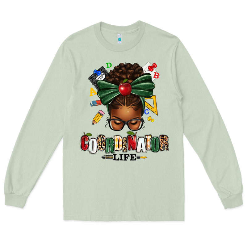 Educational Coordinator Life Afro Messy Bun Long Sleeve Tee by texasbilliewilder | Teevron