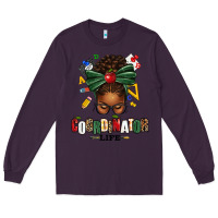 Plum educational coordinator life afro messy bun Long Sleeve Tee - texasbilliewilder